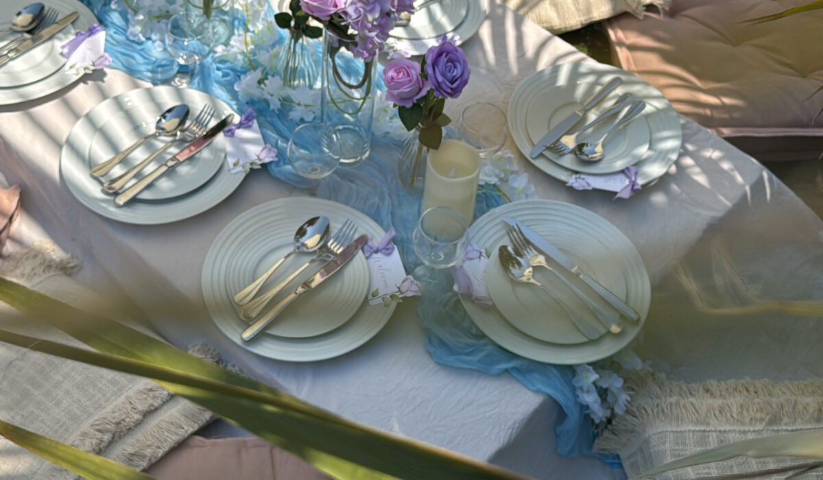 luxury picnic - thème bleu et rose
