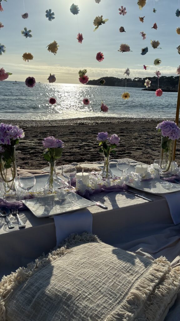 luxury pinic bord de mer et coucher de soleil