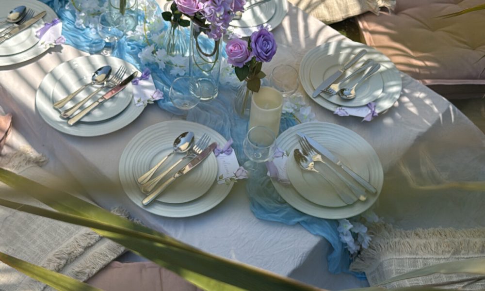 luxury picnic - thème bleu et rose