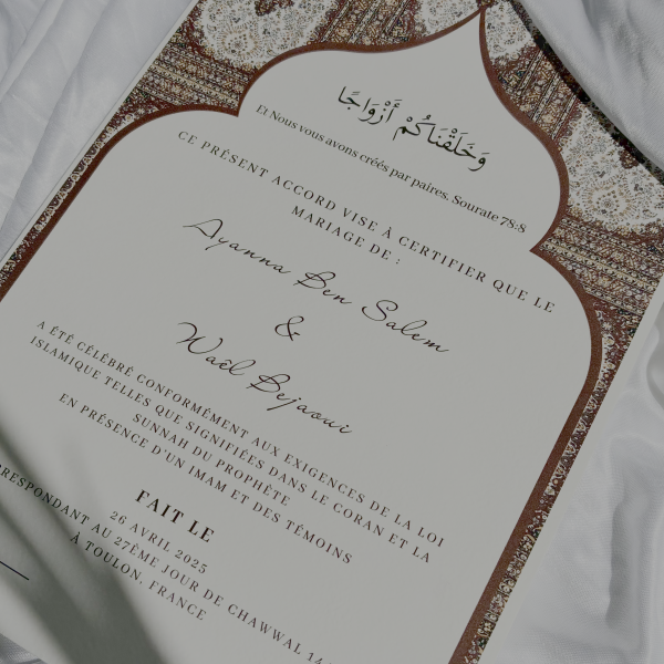 certificat de mariage personnalisé